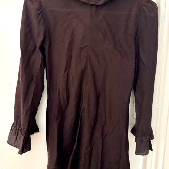 Common Thread Women’s brown silk blend blouse with tie - Picture 2 of 7